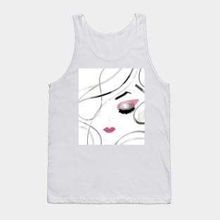 fashion chic girl line art illustration Tank Top